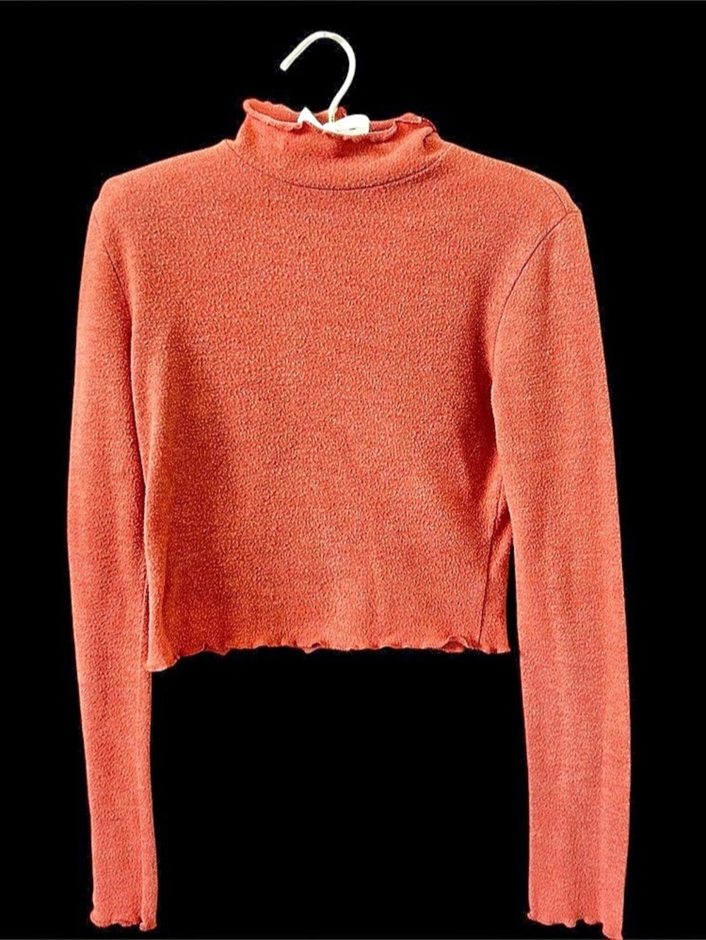 Dark Coral Mock Neck Long Sleeve Top